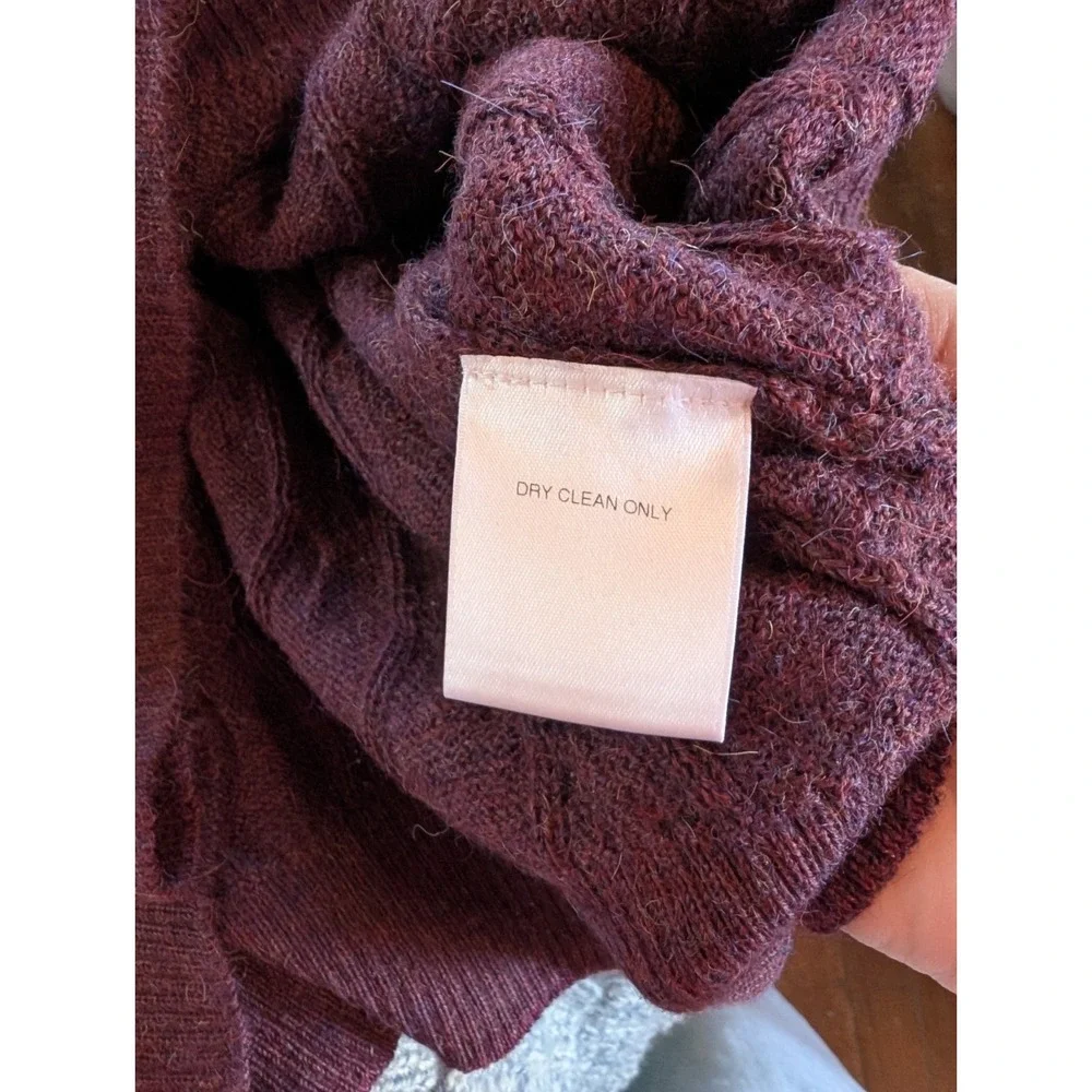 Daniel Cremieux Alpaca Sweater Mens Large Maroon Cable Knit V-Neck Old Money